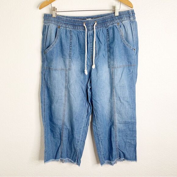 Maurices Wide Leg Denim Crop Jeans High Waisted Size 18W - Picture 1 of 3